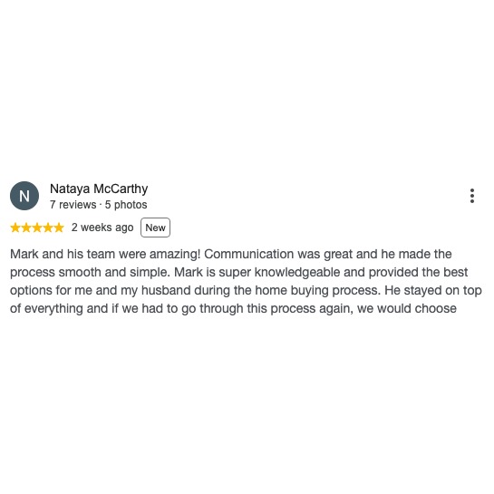 5-star Google review for Mark Powell Mortgage Services
