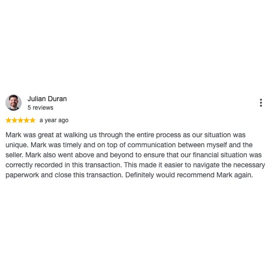 5-star Google review for Mark Powell Mortgage Services