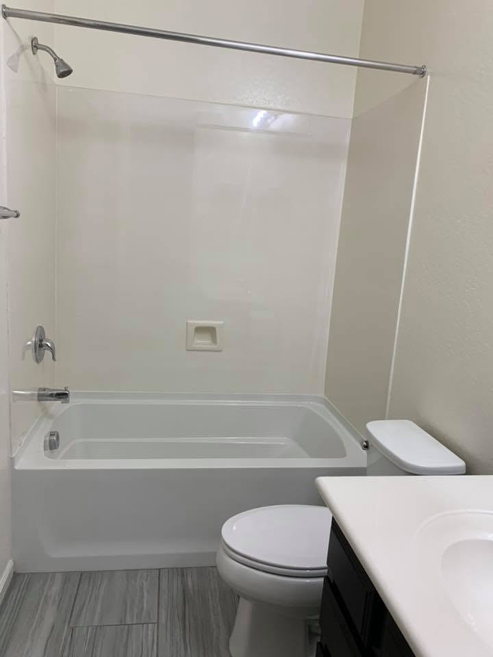 Cleaned bathtub and toilet