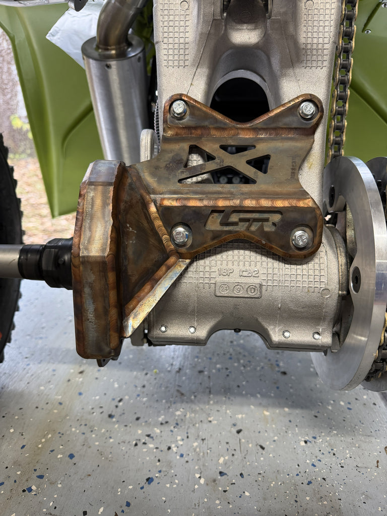Lonestar Racing rotor guard installed on a YFZ450R rear axle