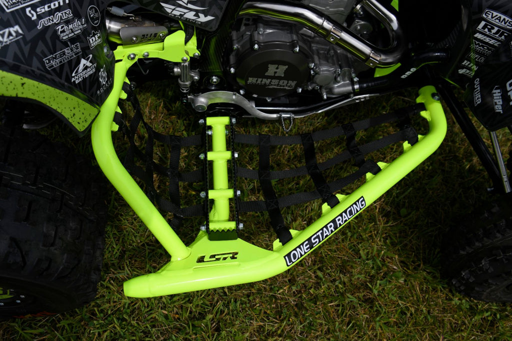 Lonestar Racing nerf bars installed on a race ATV