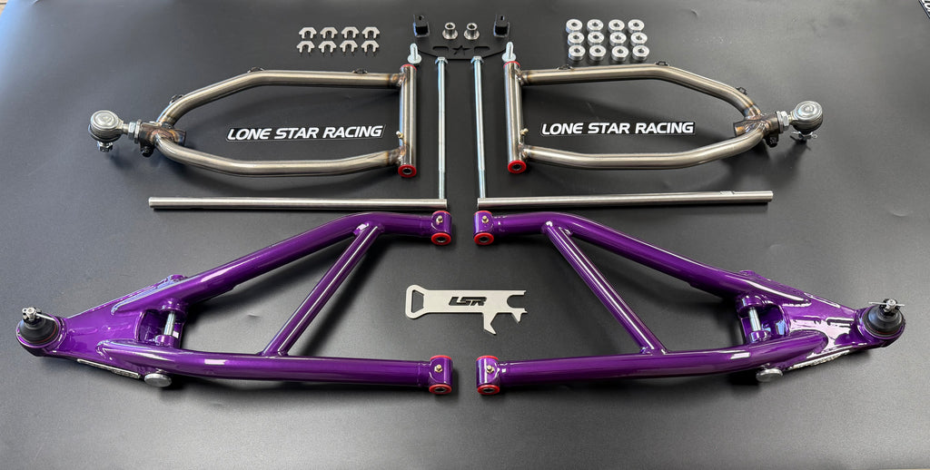 Lonestar Racing A-arm suspension kit laid out with hardware